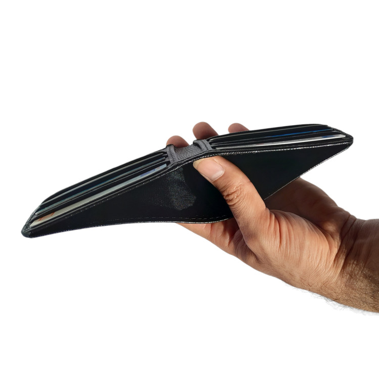کیف پول مردانه مدل چرم طبیعی گاوی طرح دار کتابی