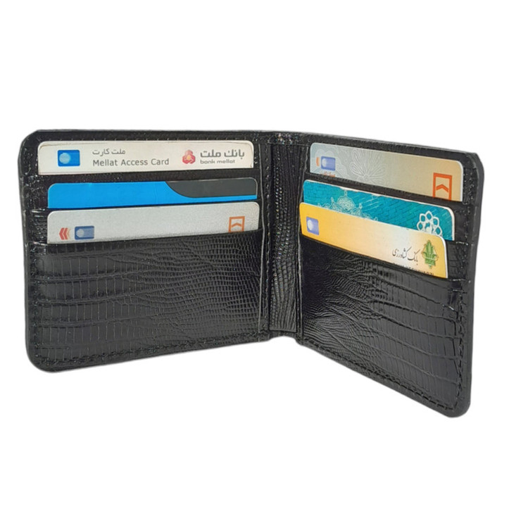 کیف پول مردانه مدل چرم طبیعی گاوی طرح دار کتابی