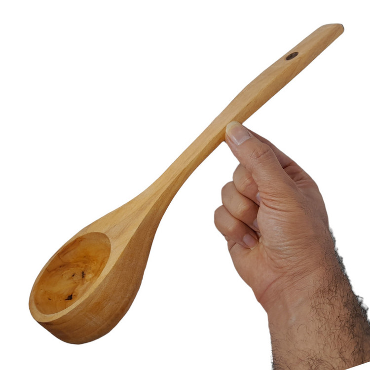 ملاقه چوبی مدل دسته بلند صاف