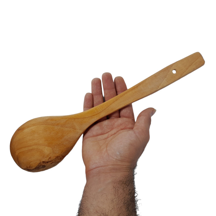 ملاقه چوبی مدل دسته بلند صاف