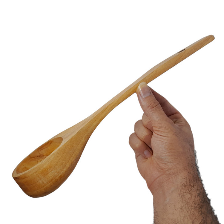 ملاقه چوبی مدل دسته بلند صاف