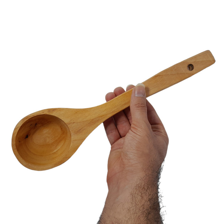 ملاقه چوبی مدل دسته بلند صاف