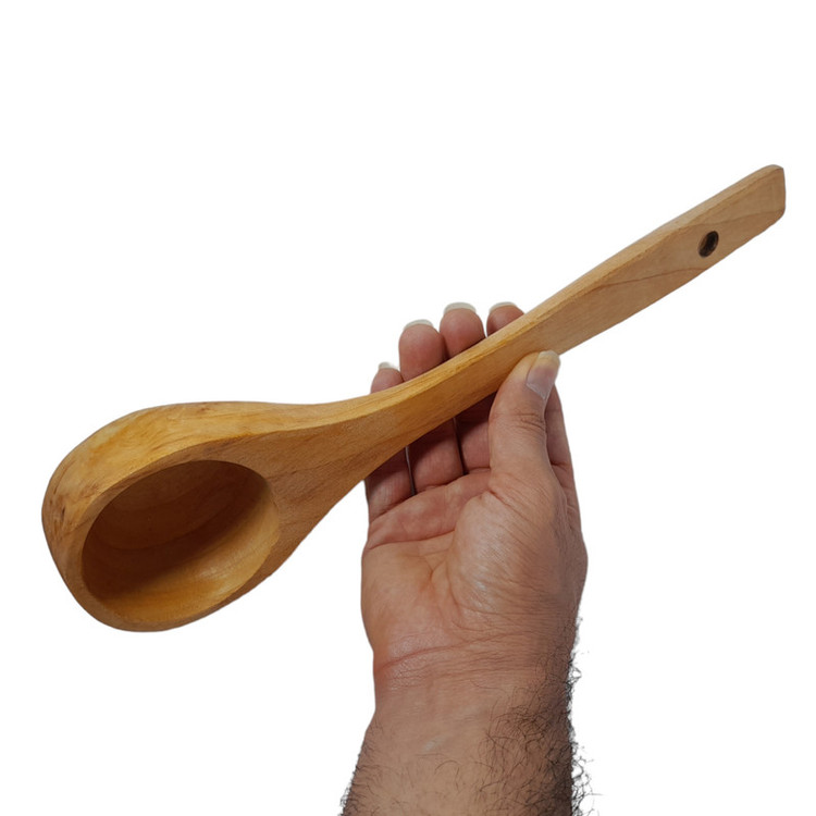 ملاقه چوبی مدل دسته بلند صاف