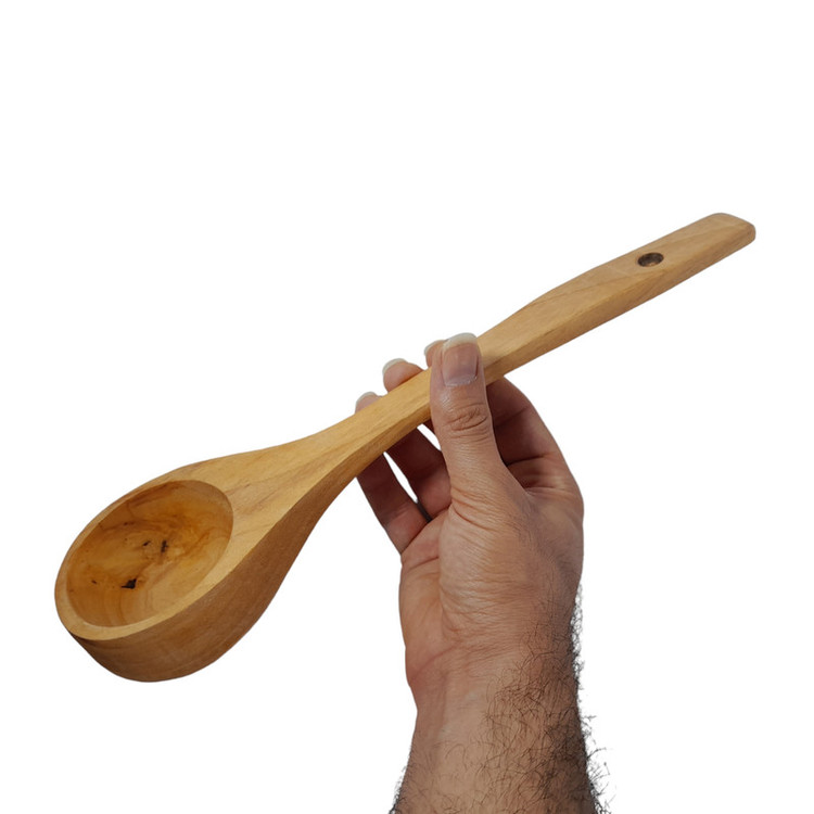 ملاقه چوبی مدل دسته بلند صاف