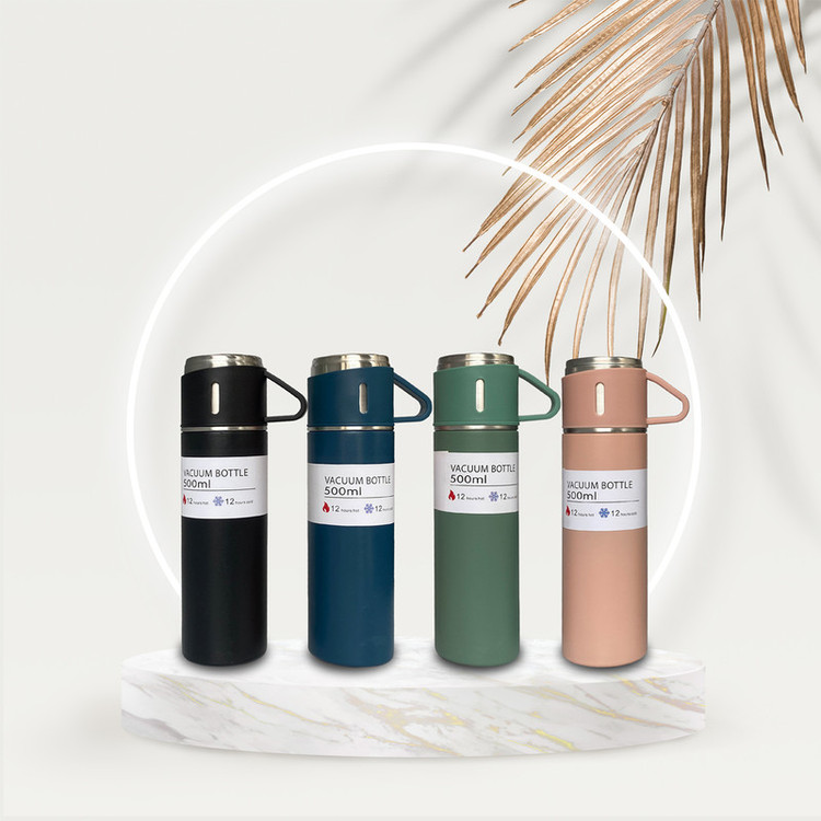 فلاسک مدل کادویی NEW VACUUM FLASK SET گنجایش 0.5 لیتر به همراه لیوان مجموعه 3 عددی