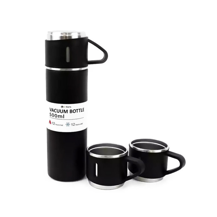 فلاسک مدل VACUUM FLASK SET گنجایش 0.5 لیتر به همراه لیوان سفری مجموعه 3 عددی