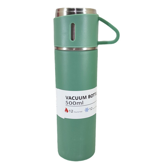 فلاسک مدل VACUUM FLASK SET گنجایش 0.5 لیتر به همراه لیوان سفری مجموعه 3 عددی