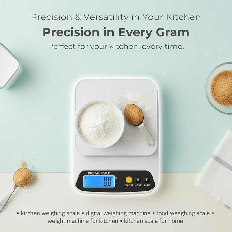 ترازو آشپزخانه دیجیتال مدل scale-Stainless حداکثر ظرفیت قابل اندازهگیری 10 کیلوگرم با دقت اندازهگیری 1 گرم